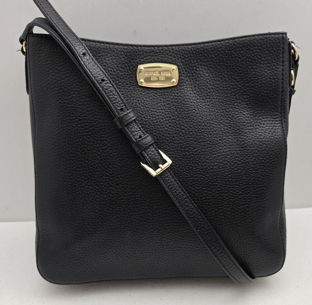 Michael Kors Jet Set Messenger Bag Black Leather Crossbody